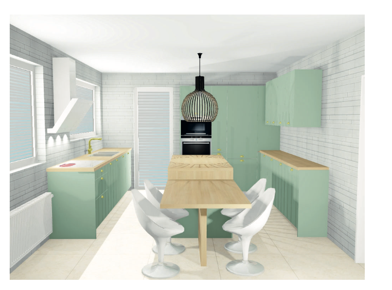 Vue 3D : projet de réagencement d'une cuisine